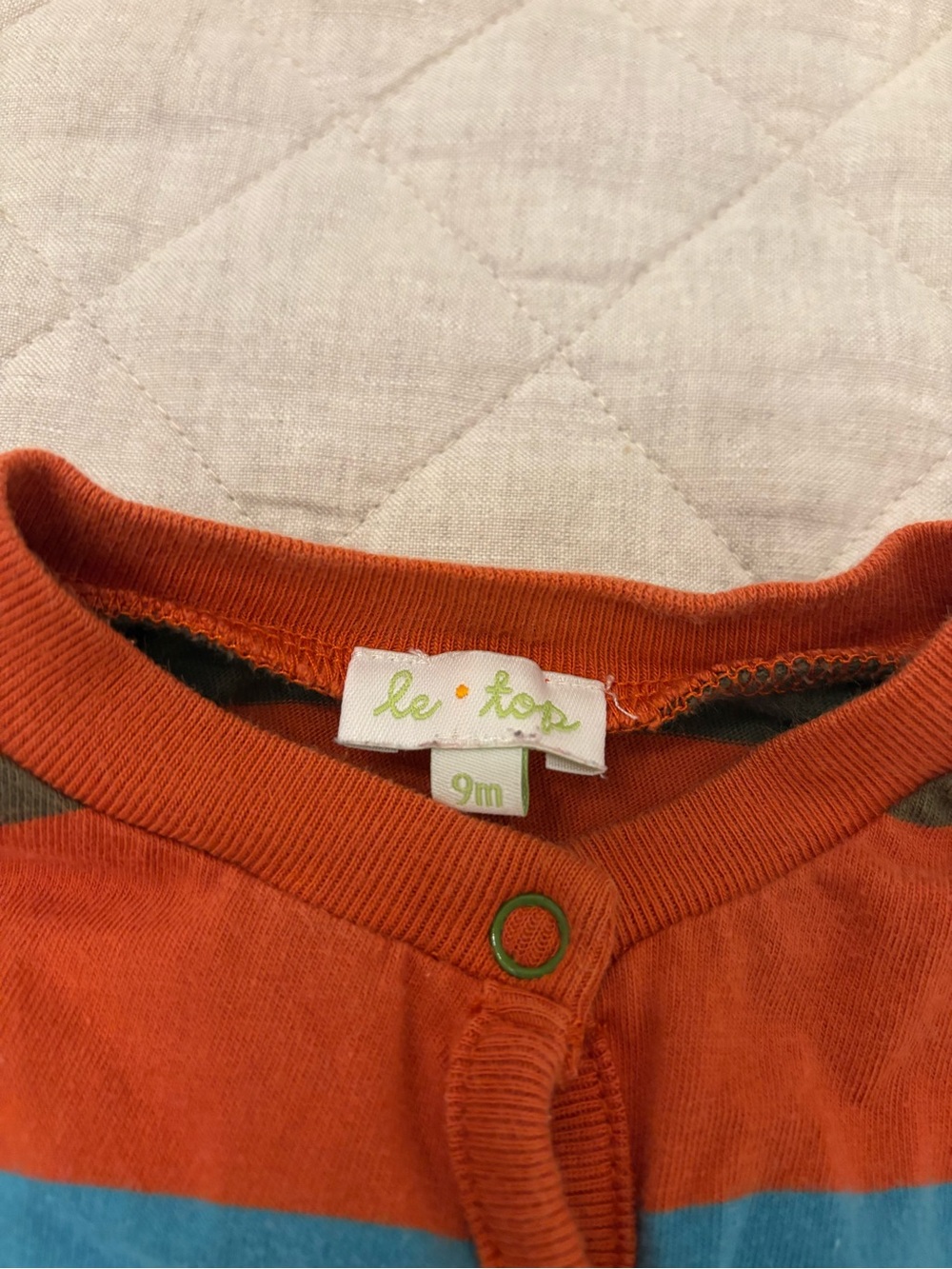 Le Top Striped Crocodile Footed One-Piece - Green/Blue/Orange/Brown - Picture 3 of 3
